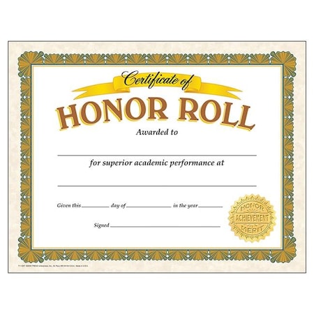 Trend Enterprises Trend Enterprises T-11307-6 Certificate Of Honor Roll - 30 Per Pack - Pack of 6 T-11307-6